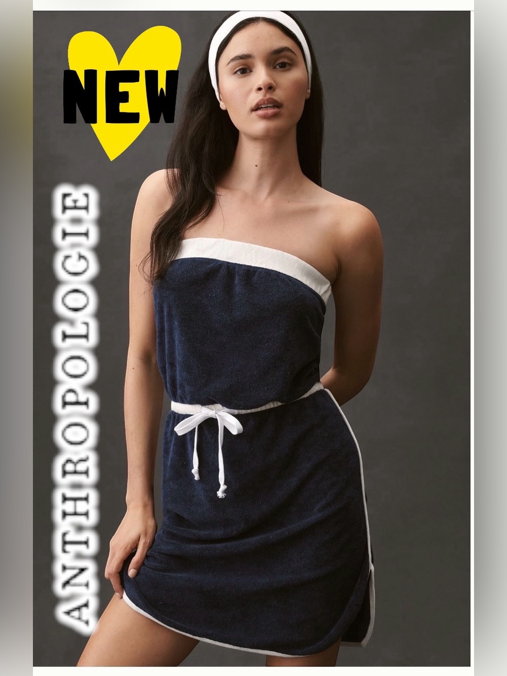 NWT Daily Practice 💙 for Anthropologie Terry Cloth Strapless Mini Dress large